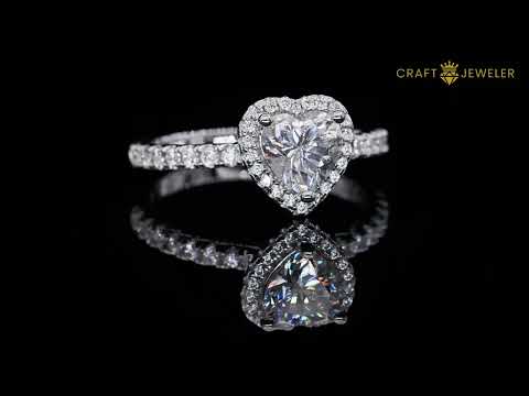 Heart cut Moissanite halo engagement ring
