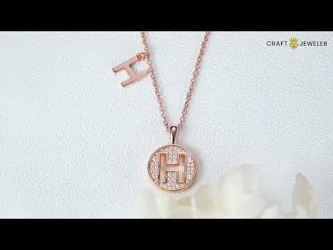 Initial alphabet H Moissanite pendant necklace