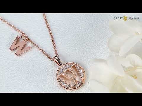 Initial alphabet W Moissanite pendant necklace