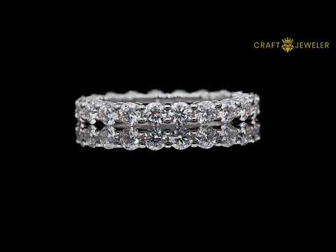 Full pave round cut Moissanite wedding band