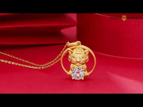 Tiger of the Chinese Zodiac Moissanite pendant necklace
