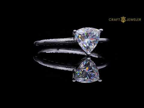 Trillion cut Moissanite solitaire engagement ring