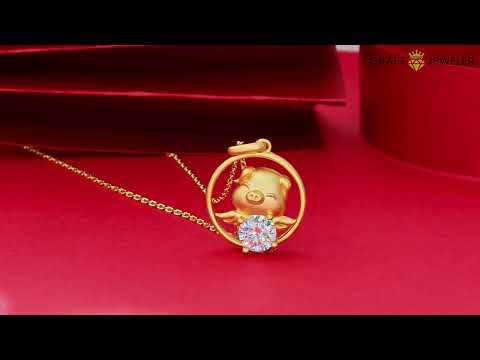 Pig of the Chinese Zodiac Moissanite pendant necklace