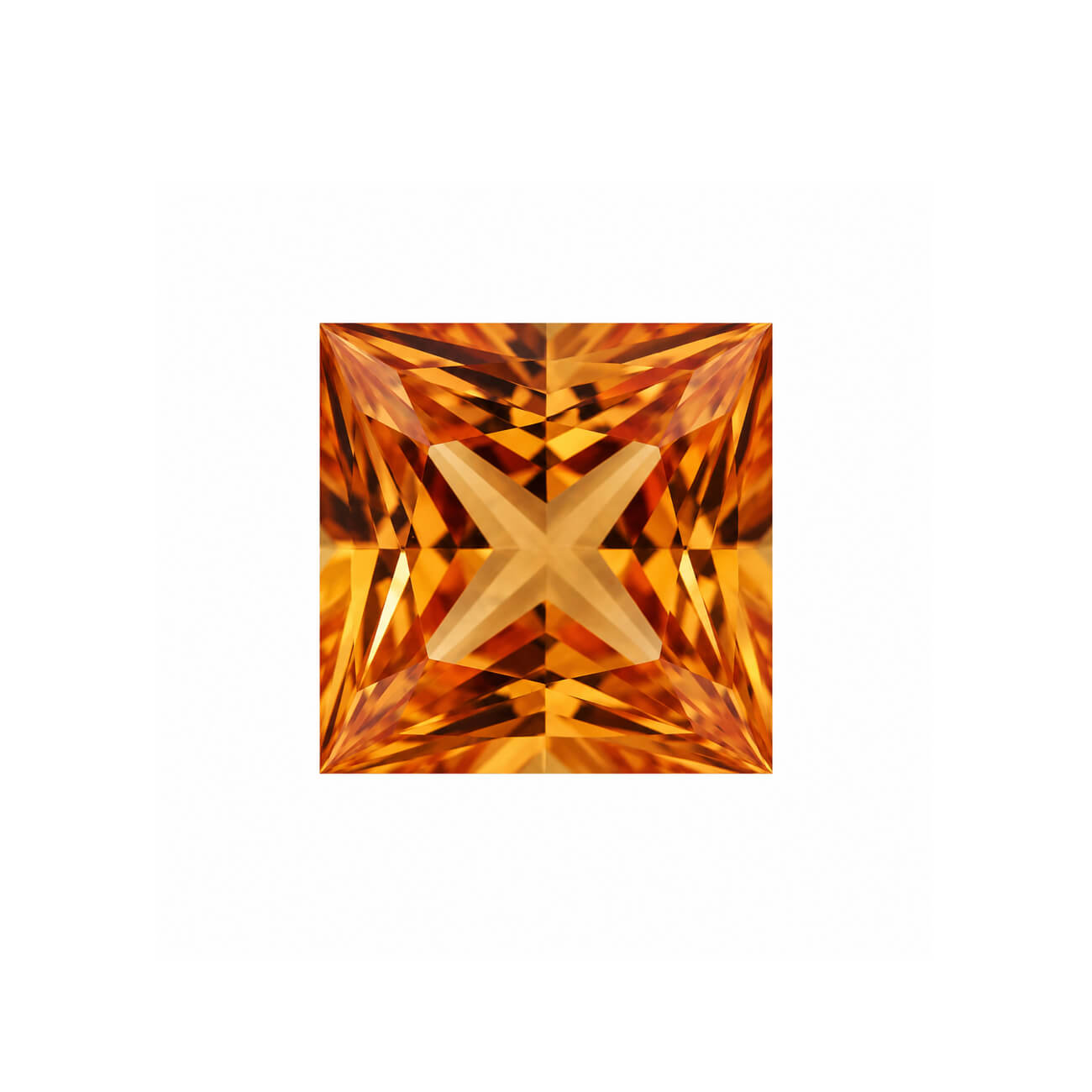 Princess Cut Lab Grown Orange Sapphire